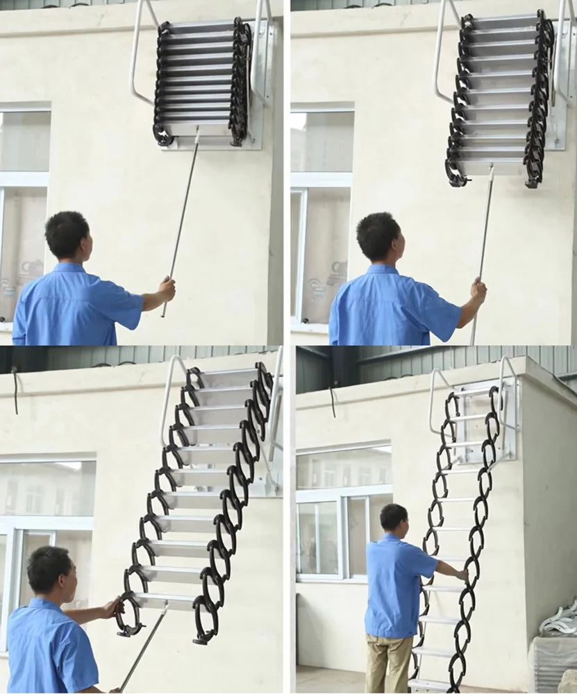 Blue Retractable Folding Attic Ladder B20206