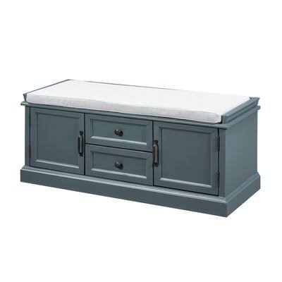 White Storage Bench with 2 Drawers and 2 Cabinets V623076