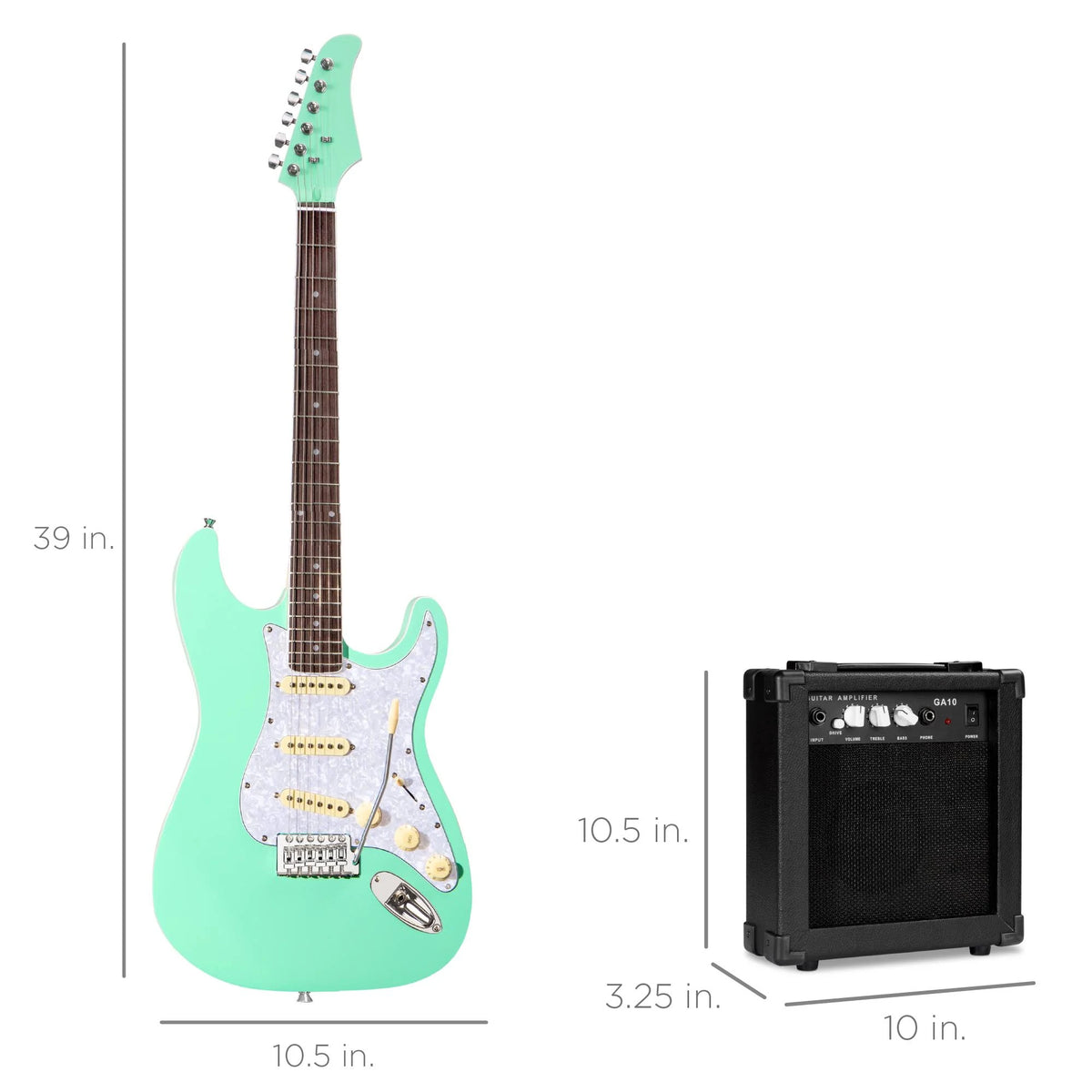 Full Size Beginner Electric Guitar Kit with Case, Strap, Amp, Whammy Bar M40444