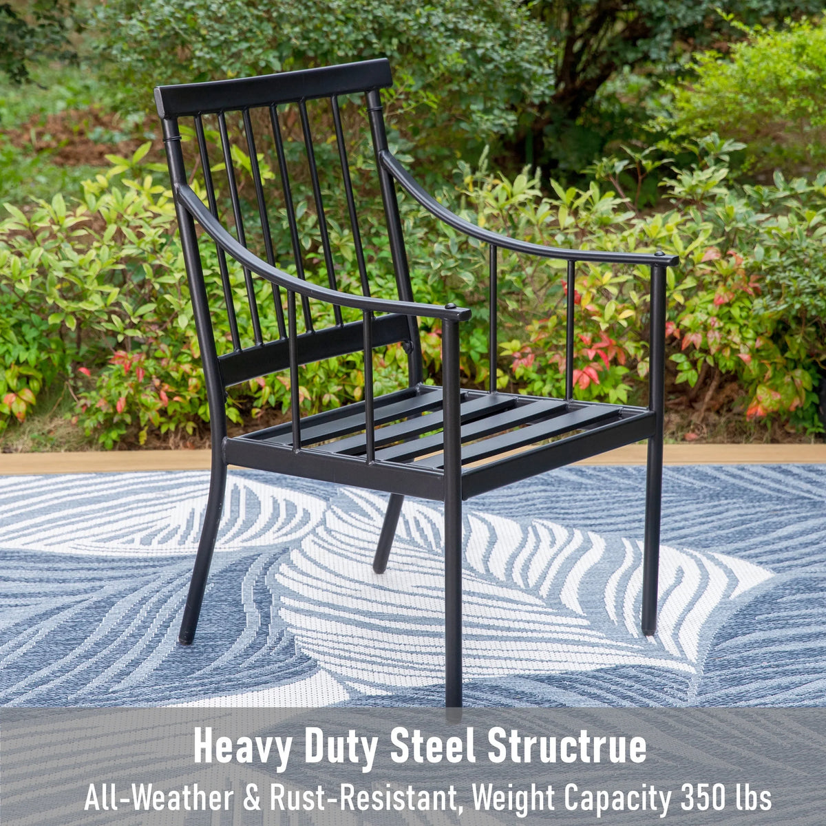 5-Piece Outdoor Dining Set with Cushioned Armchairs & Square Table A561028