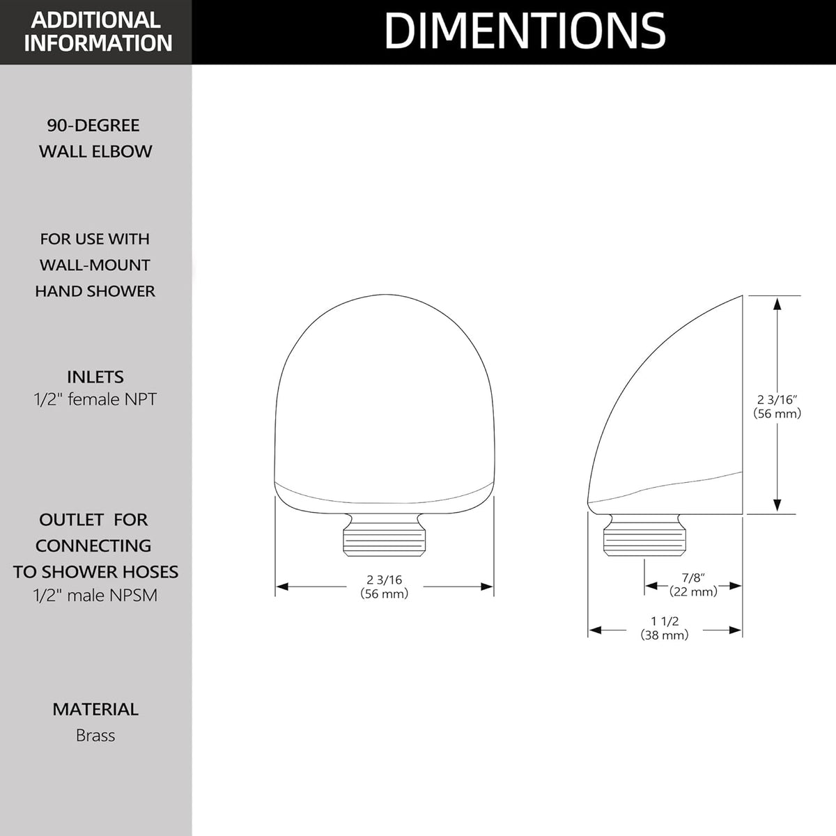 Brilliance Stainless Wall Elbow for Hand Held Shower, Pack of 2 T19768