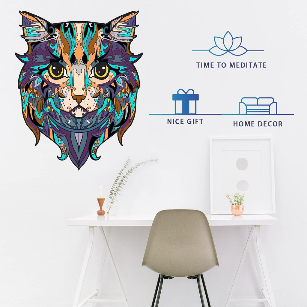 Cat Wooden Jigsaw Puzzle, 100 Unique Shaped Jigsaw Pieces (7.7 x 8.7in), Pack of 2 V9768