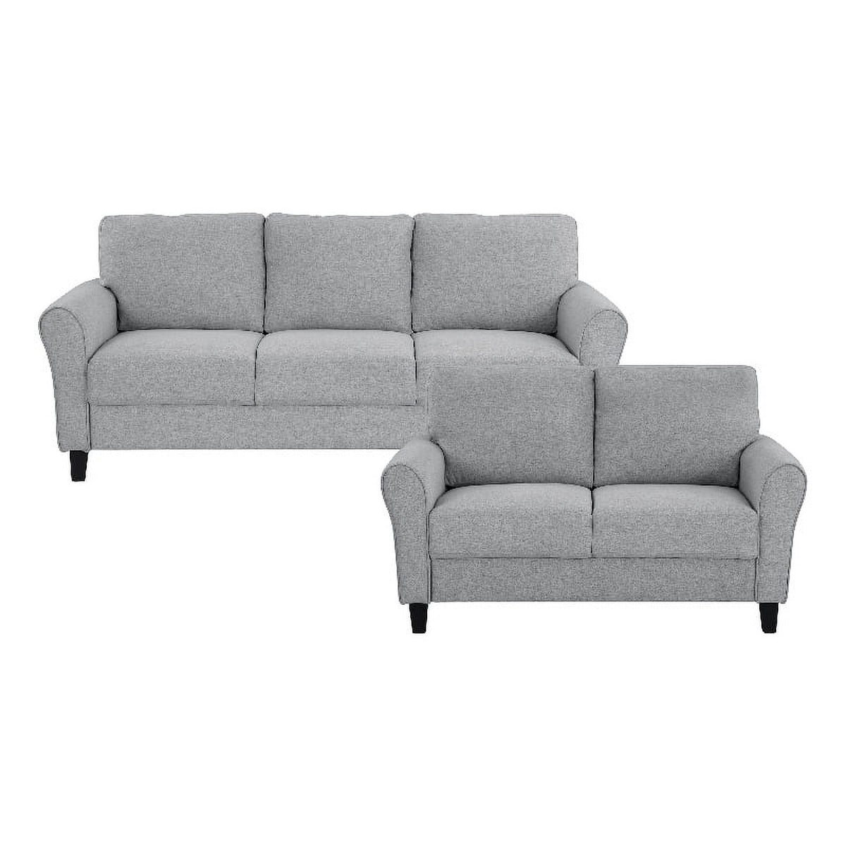 Textured Fabric 2-Piece Upholstered Sofa Set in Dark Gray I45987