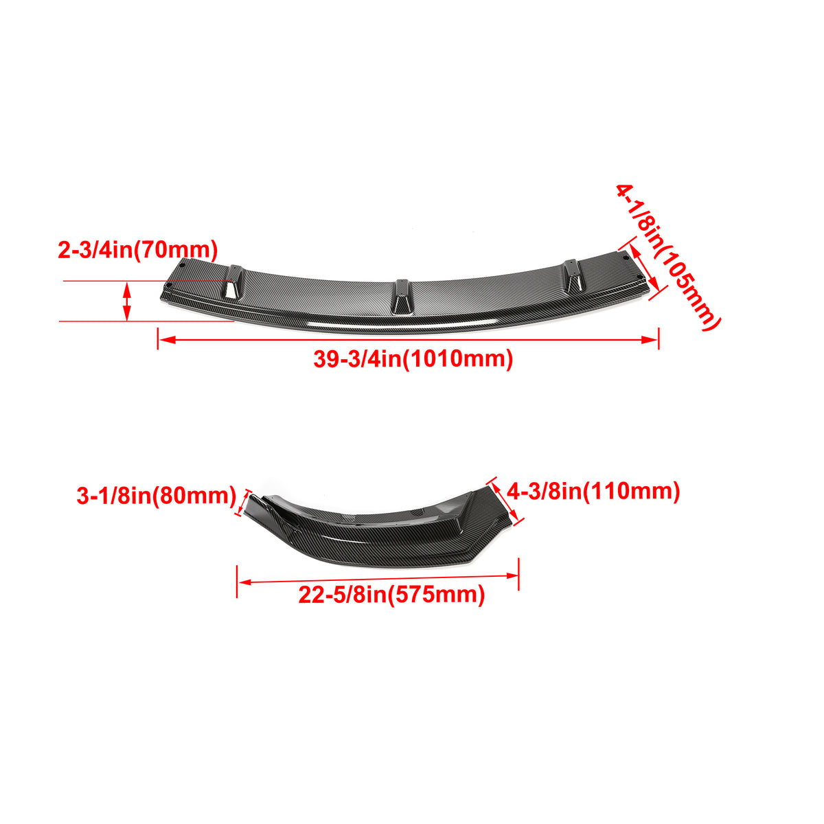 Carbon Fiber Printing Front Bumper Lower Lip Splitter Kit 3PCS D8060