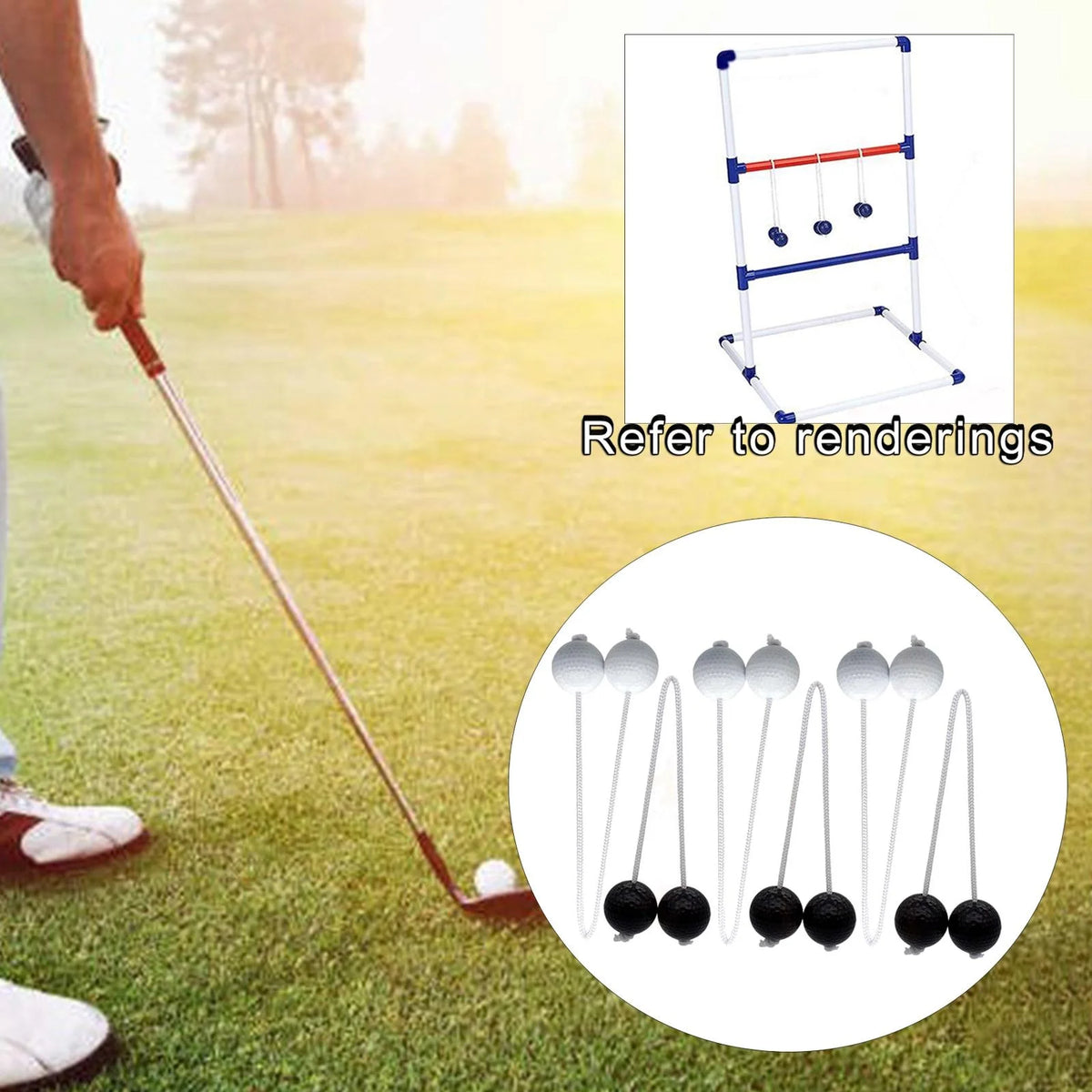 Ladder Throwing Game Outdoor Lawn Yard Beach Game Black and White Z86880