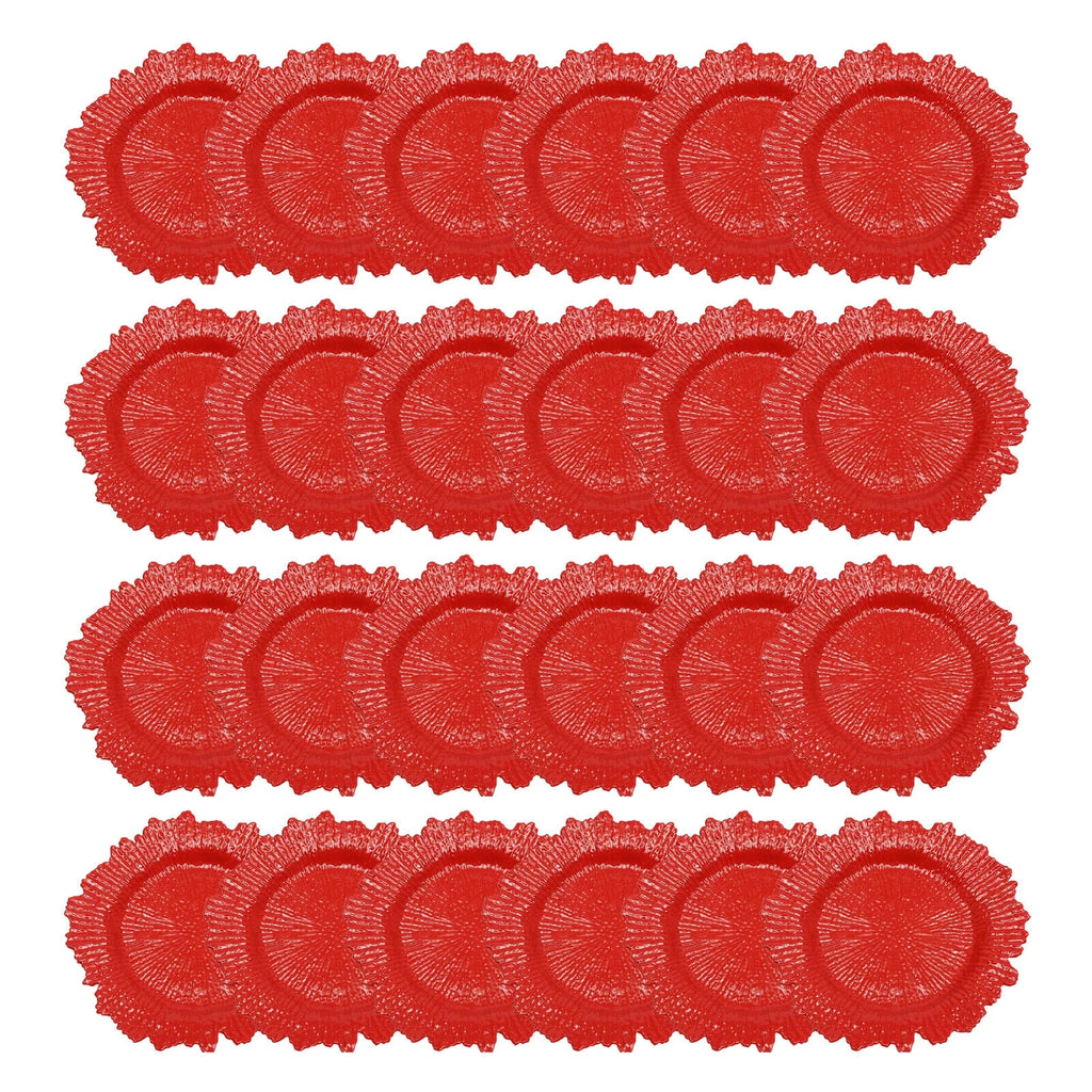 Red 24 Pcs Round Plastic Charger Plates W499