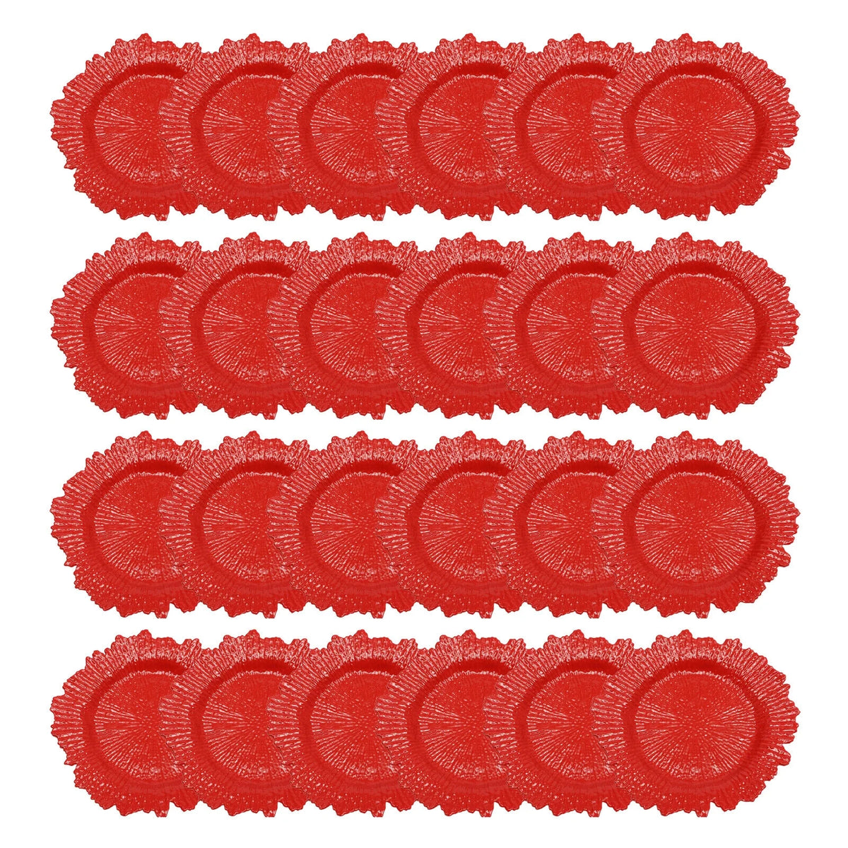Red 24 Pcs Round Plastic Charger Plates W499