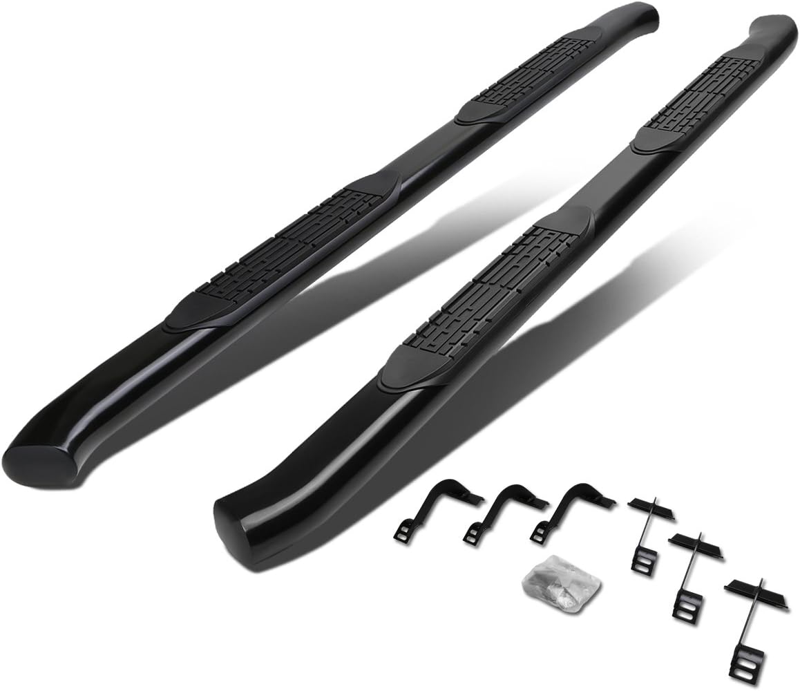 4 Inches Curved Side Step Nerf Bar Running Board, Stainless Steel, Black Powdercoated H485