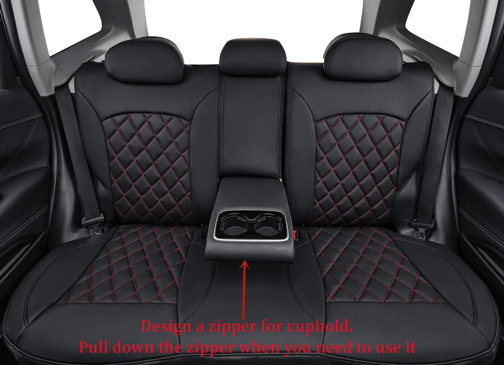 Black/Red Leatherette Full Set Car Seat Covers X4581