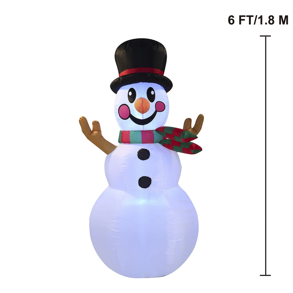 6 ft Tall Christmas Inflatable Snowman with Build-in LEDs V1322