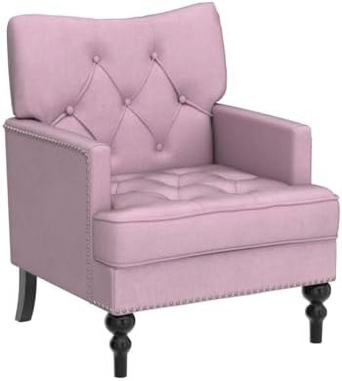 Tufted Velvet Club Chair with Wooden Legs E33902