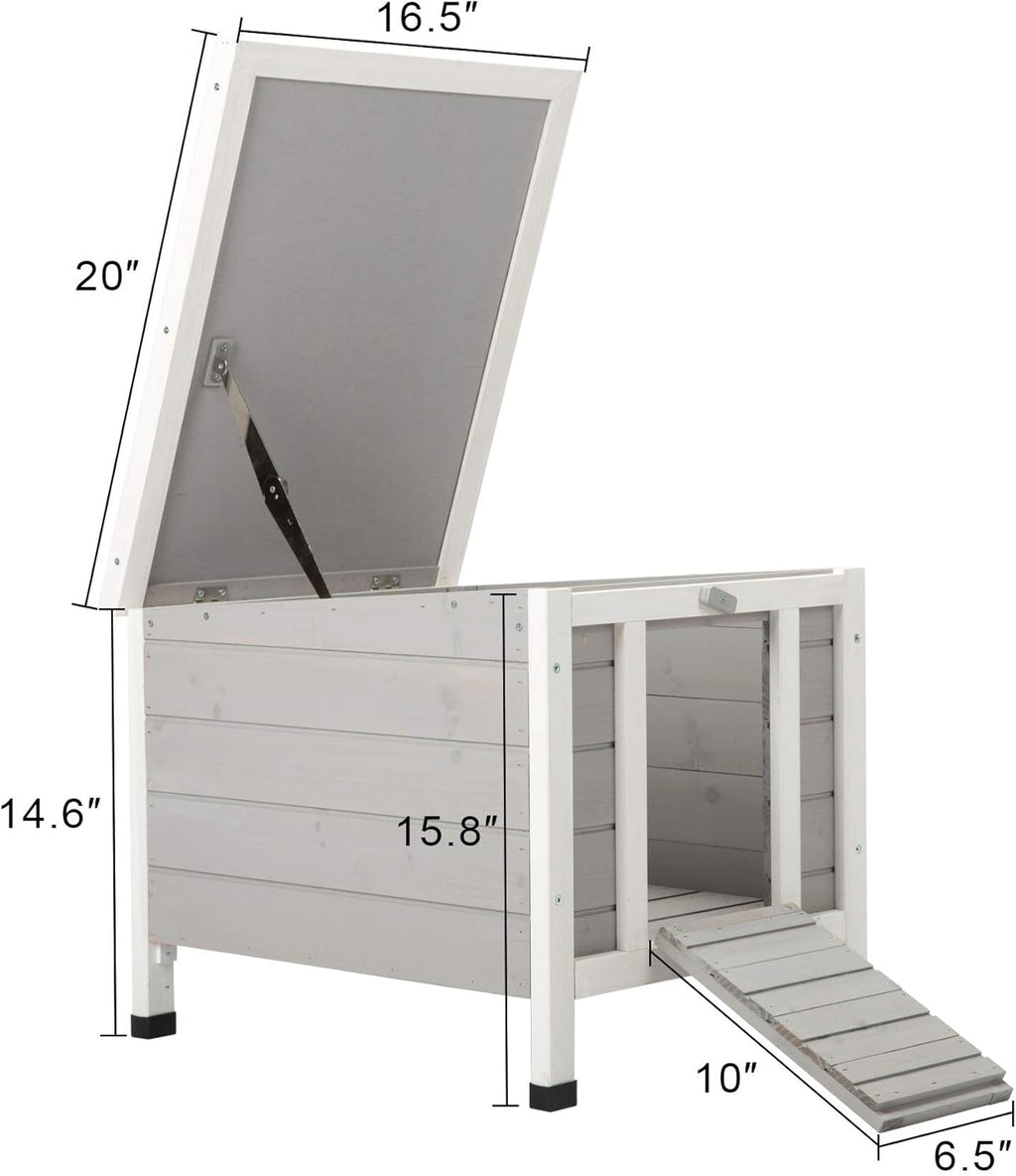 White Weatherproof Wooden Bunny Hutch Pet Cage N458
