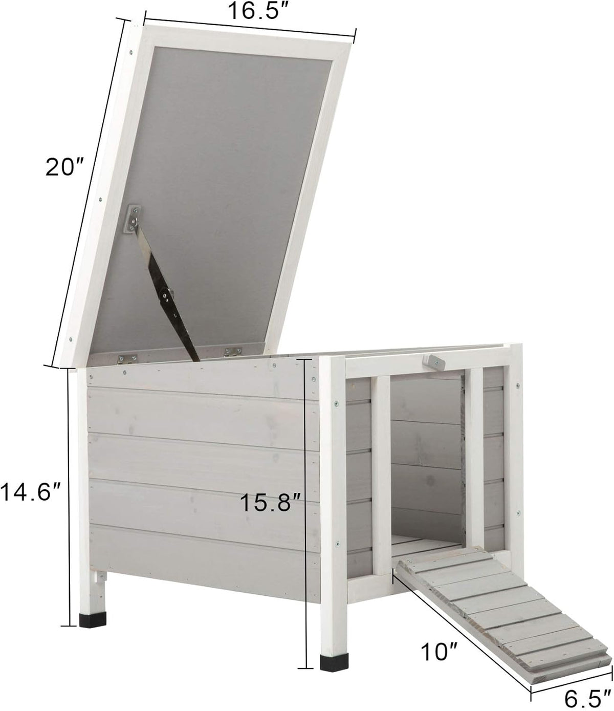 White Weatherproof Wooden Bunny Hutch Pet Cage N458