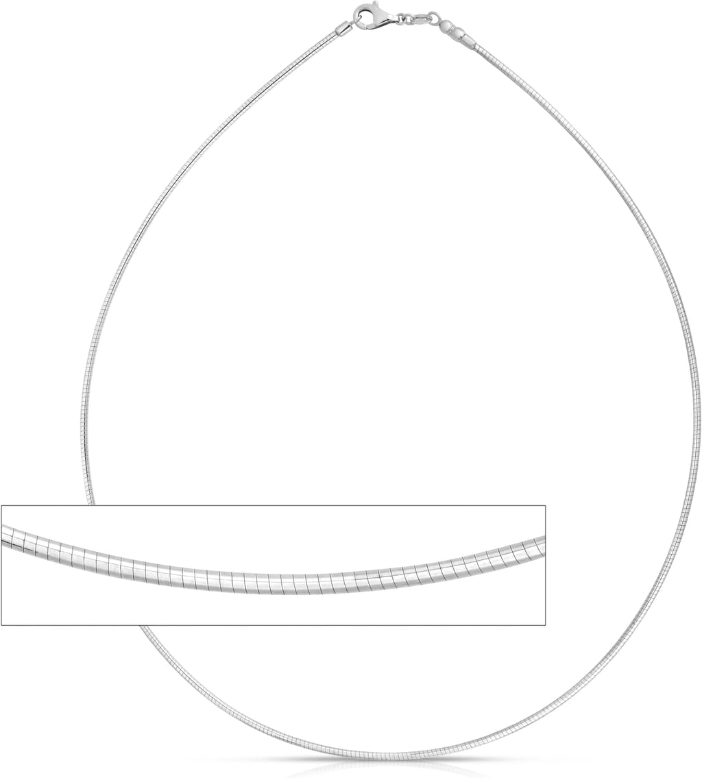 14k White Gold 1.5mm Round Omega Chain Necklace D620545