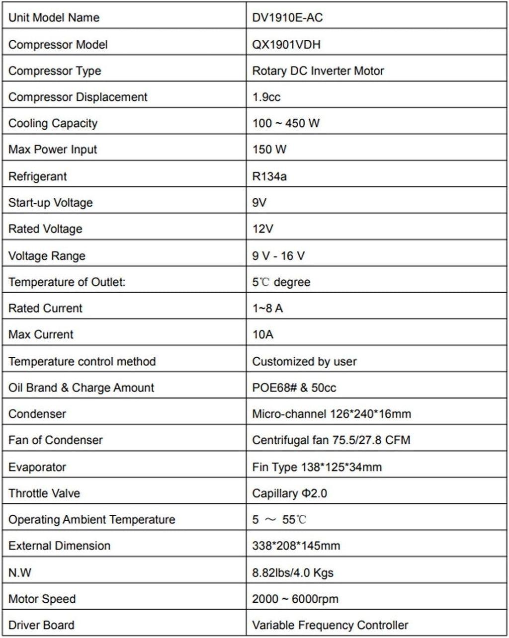12V Compact Refrigeration Cooling System with Miniature Rotary Compressor Z245