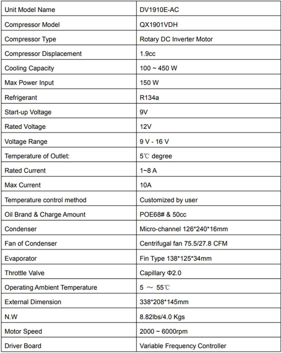 12V Compact Refrigeration Cooling System with Miniature Rotary Compressor Z245