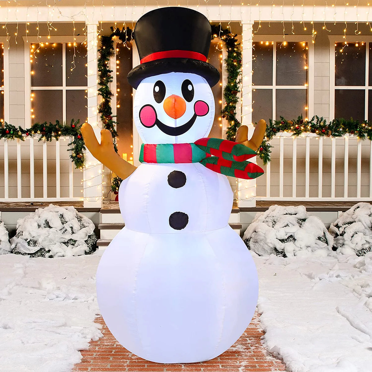6 ft Tall Christmas Inflatable Snowman with Build-in LEDs V1322