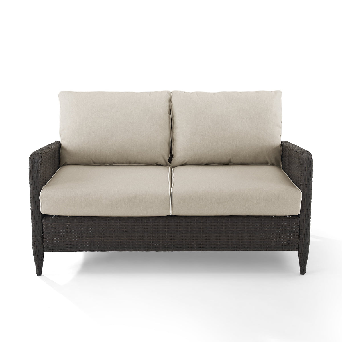 Beige Outdoor Wicker Loveseat C9014