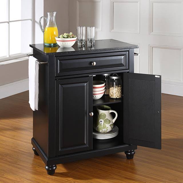 Solid Granite Top Portable Kitchen Island Q614