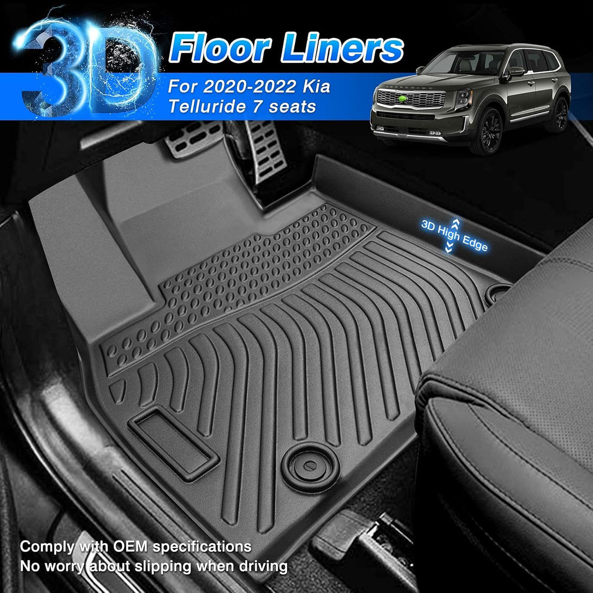 All Weather Floor Liners 3 Row with 2nd Bucket Seats I23694
