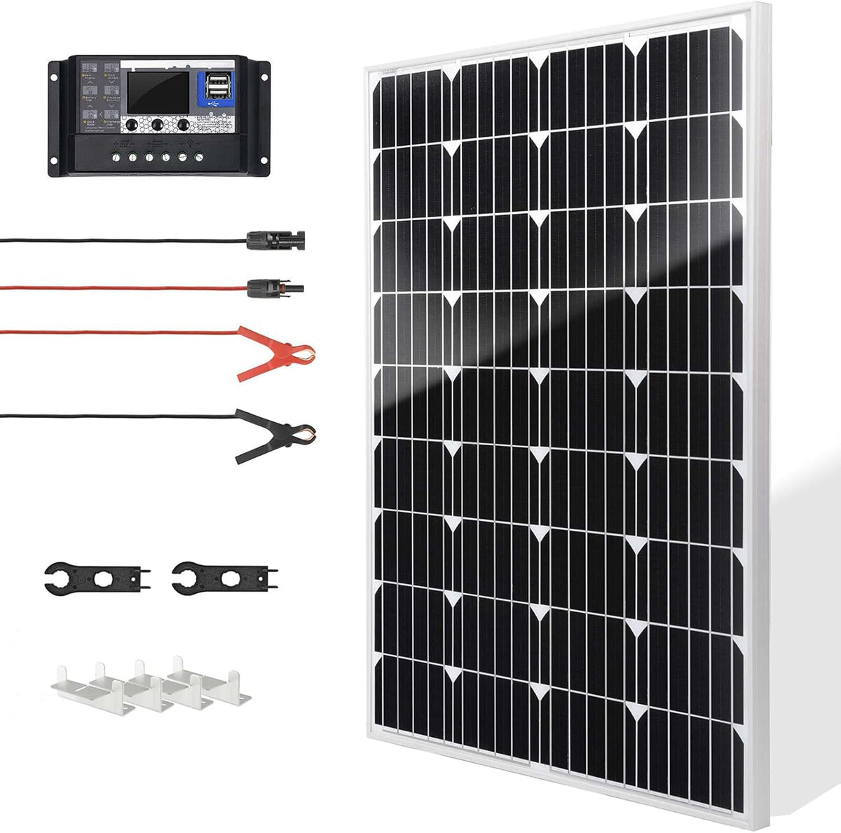 100W 12V Monocrystalline Solar Panel Kit with 30A PWM Charge Controller U26339