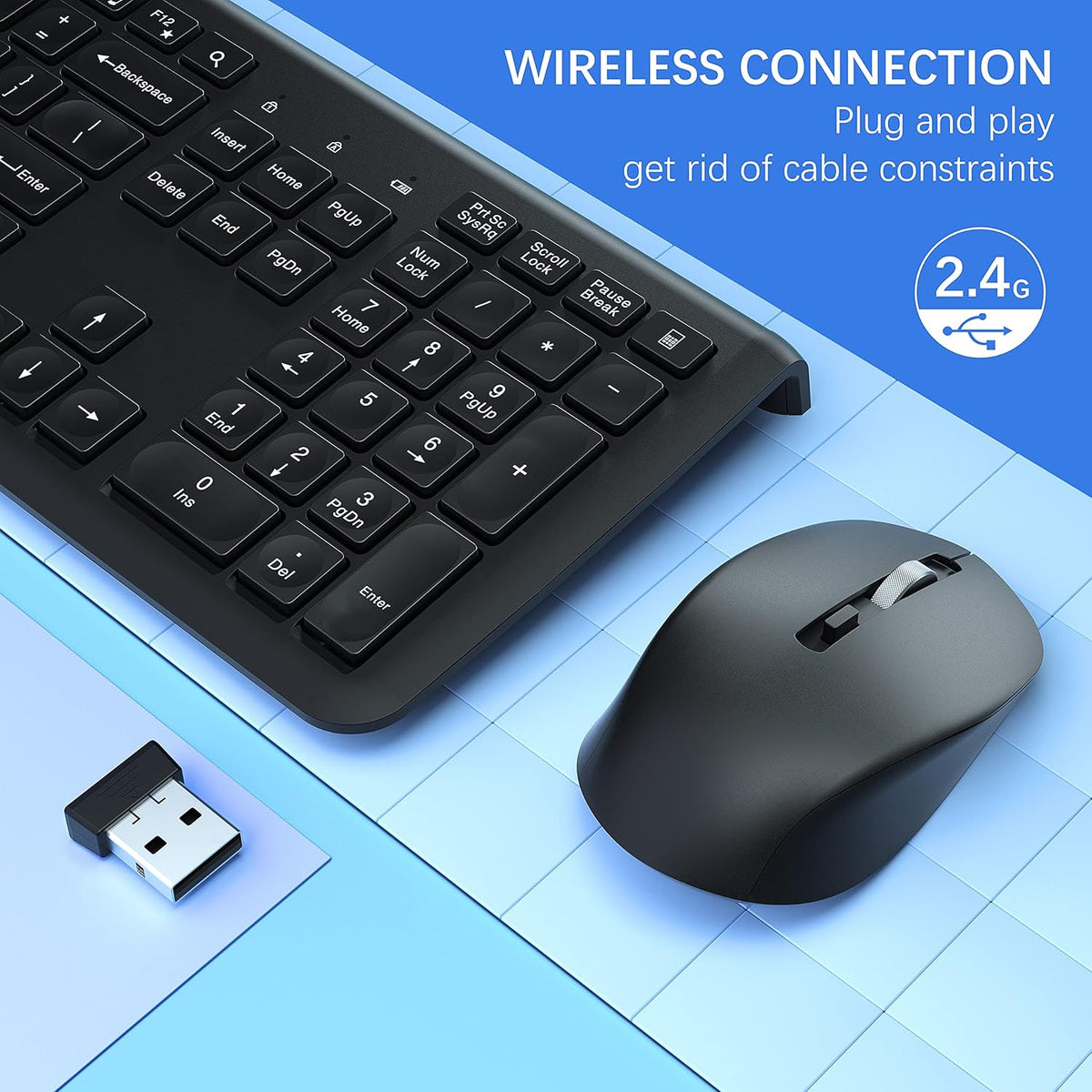 Wireless Silent Keyboard and Mouse Combo with Calculator Button Y907
