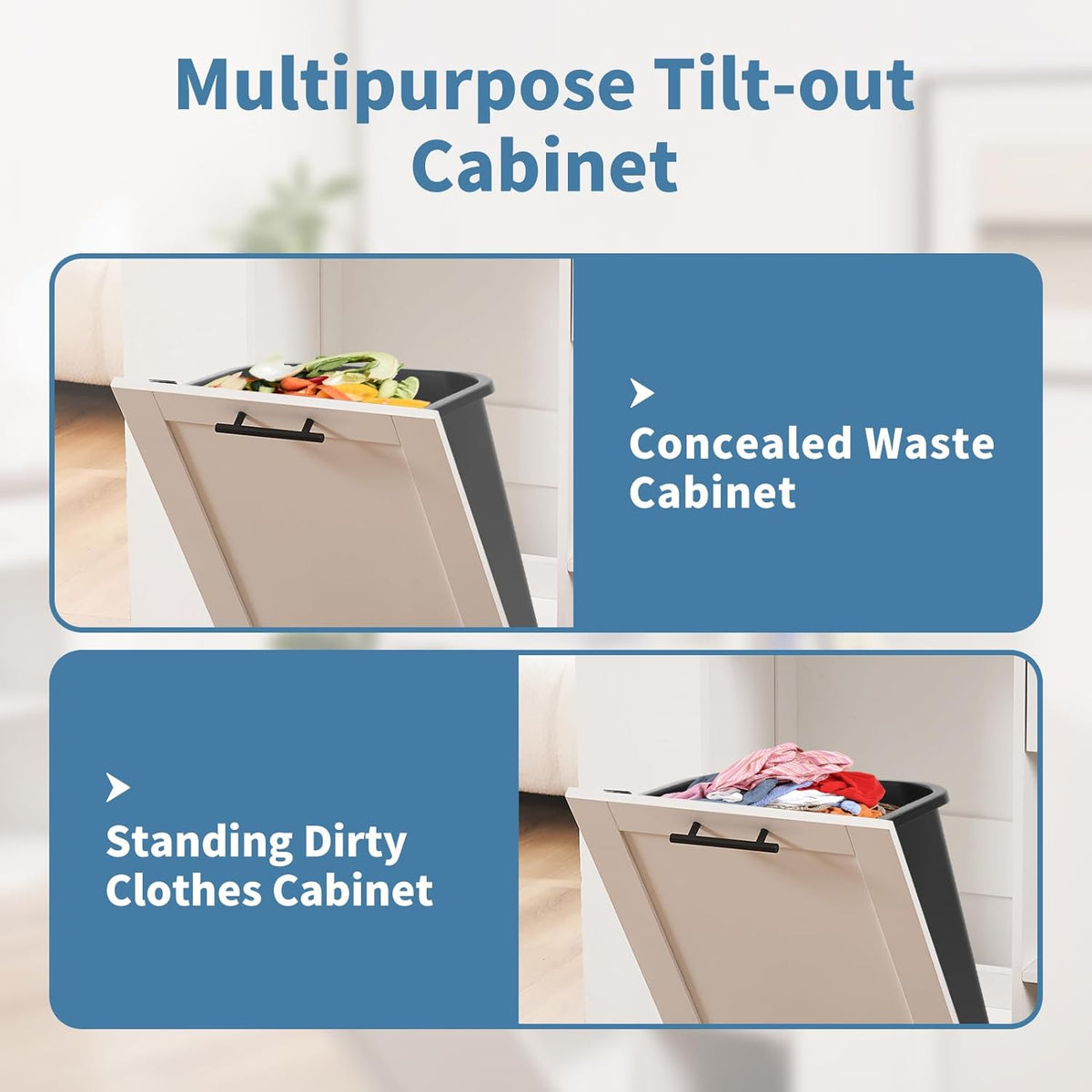 10 Gallon Tilt Out Trash Cabinet with 1 Drawer and 2 Open Storage Shelf M72106