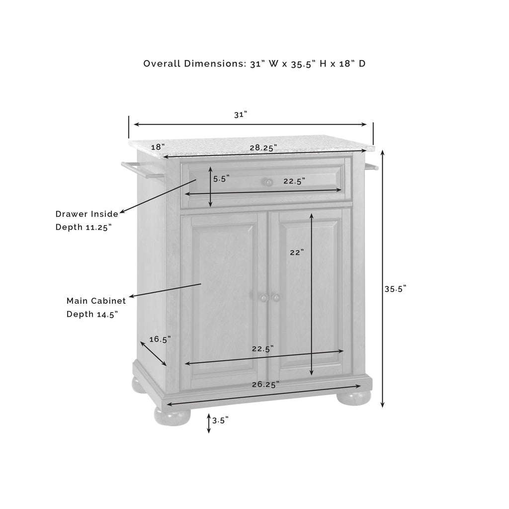 Solid Granite Top Portable Kitchen Island Q614