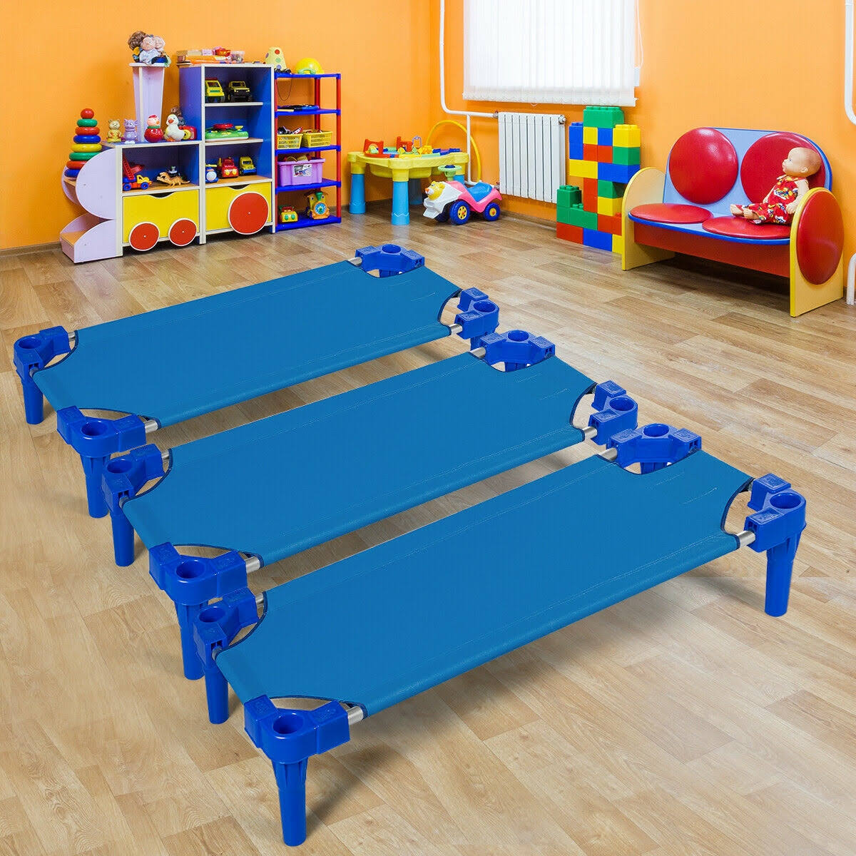Blue Pack of 6 Stackable Rest Cots P258