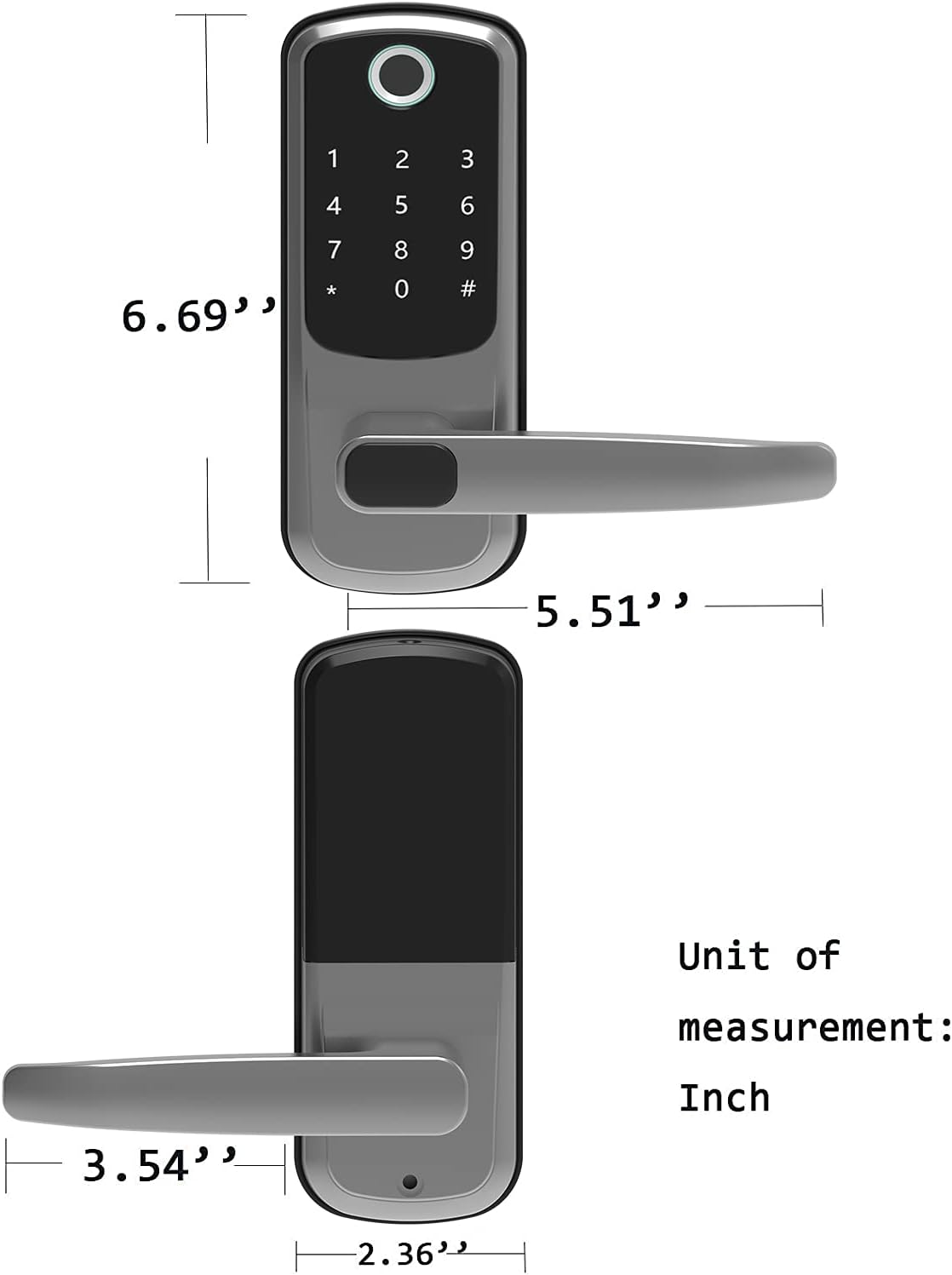 5-in-1 Smart Lock with Reversible Handle, Digital Door Locks with Keypads, Silvery Y54609
