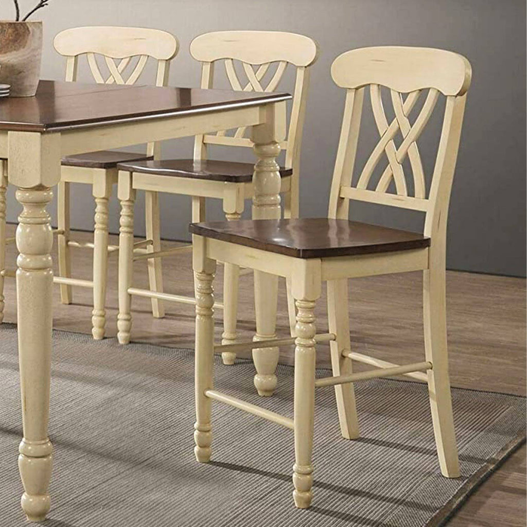 2pc Buttermilk and Oak Counter Height Chair W370914