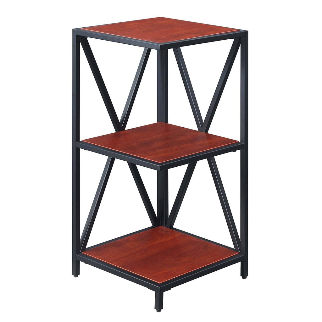3 Tier Corner Bookcase Cherry/Black W817319