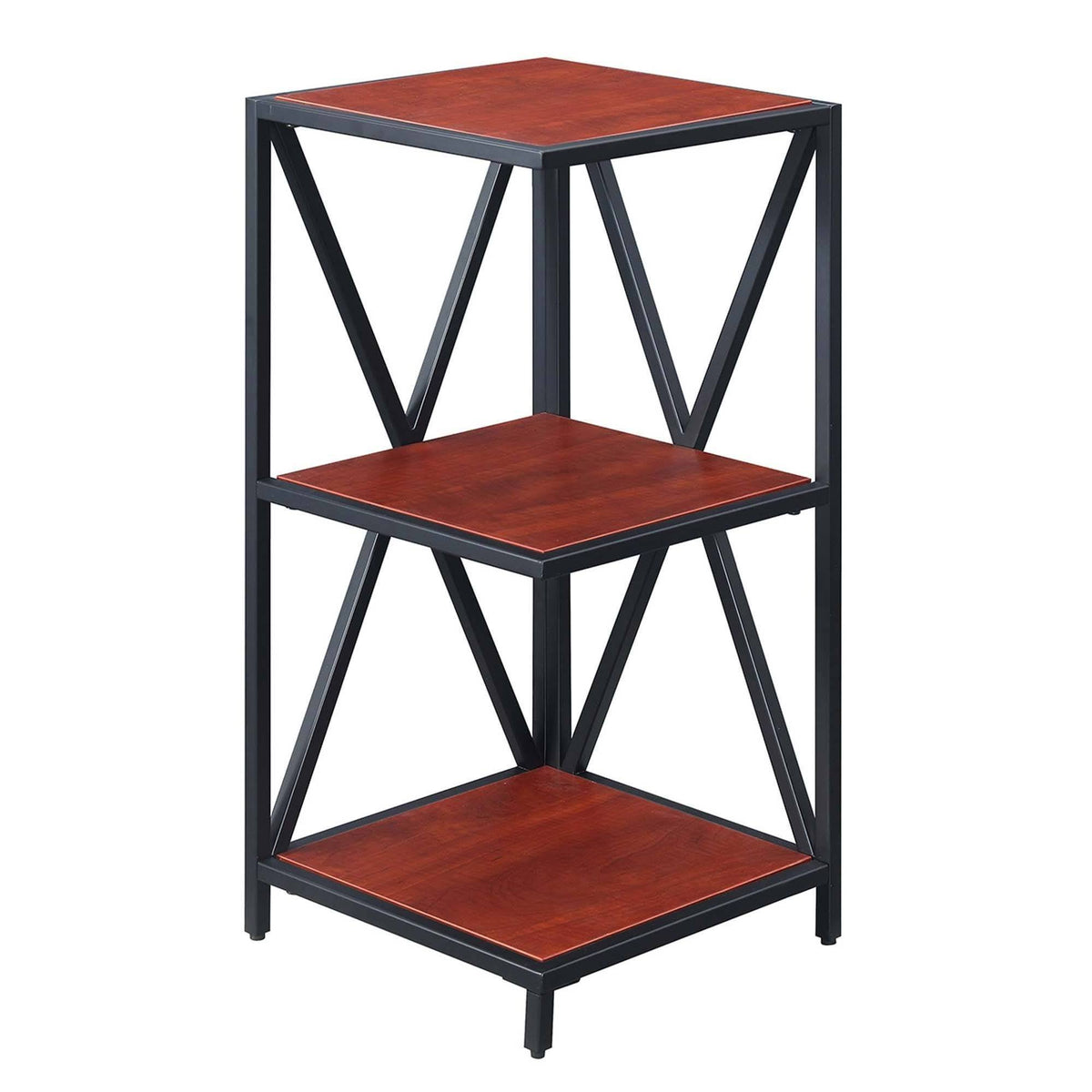 3 Tier Corner Bookcase Cherry/Black W817319