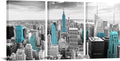 Black and White Teal Empire State Building Canvas Print I9895