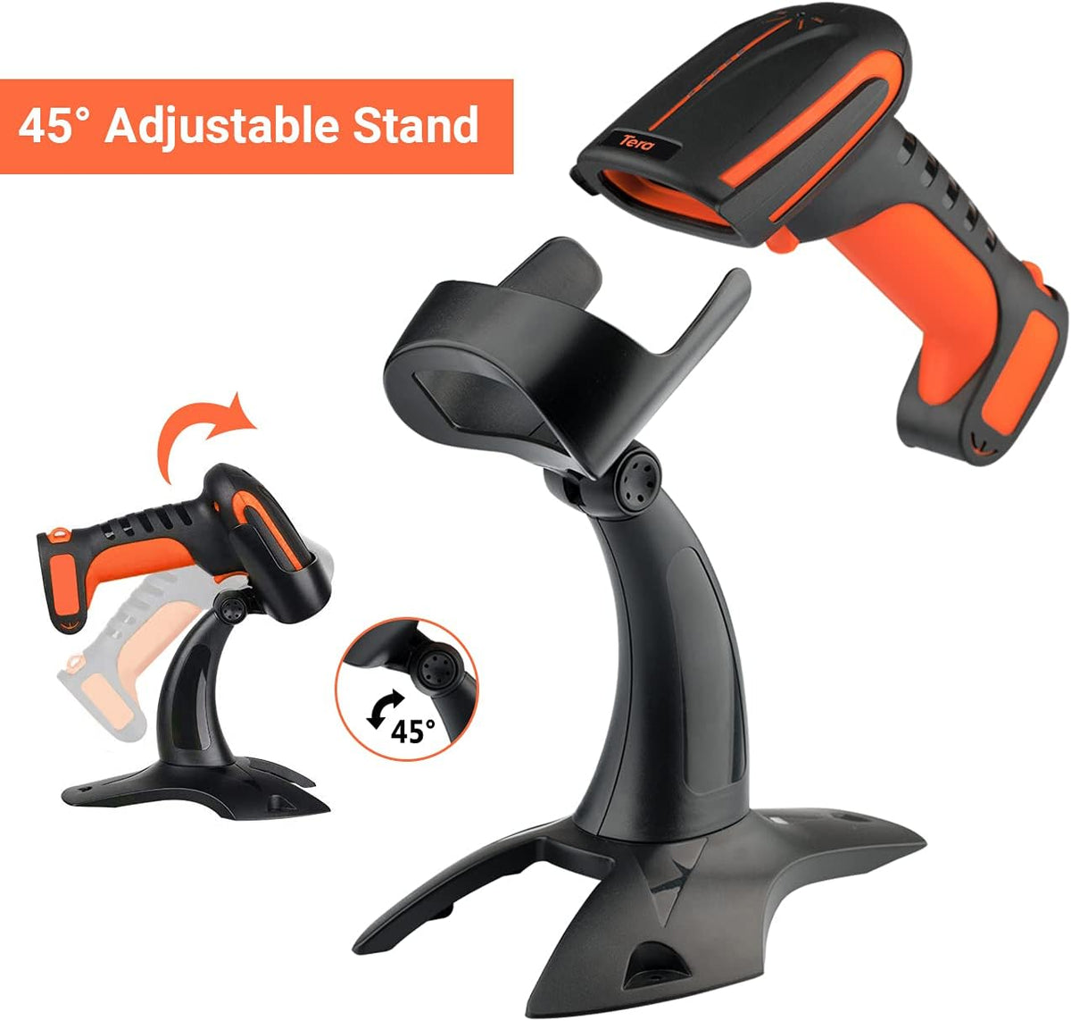 2 Pack Industrial Wireless Barcode Scanner 2D QR 1D 2.4G Bluetooth Drop Resistant X938298