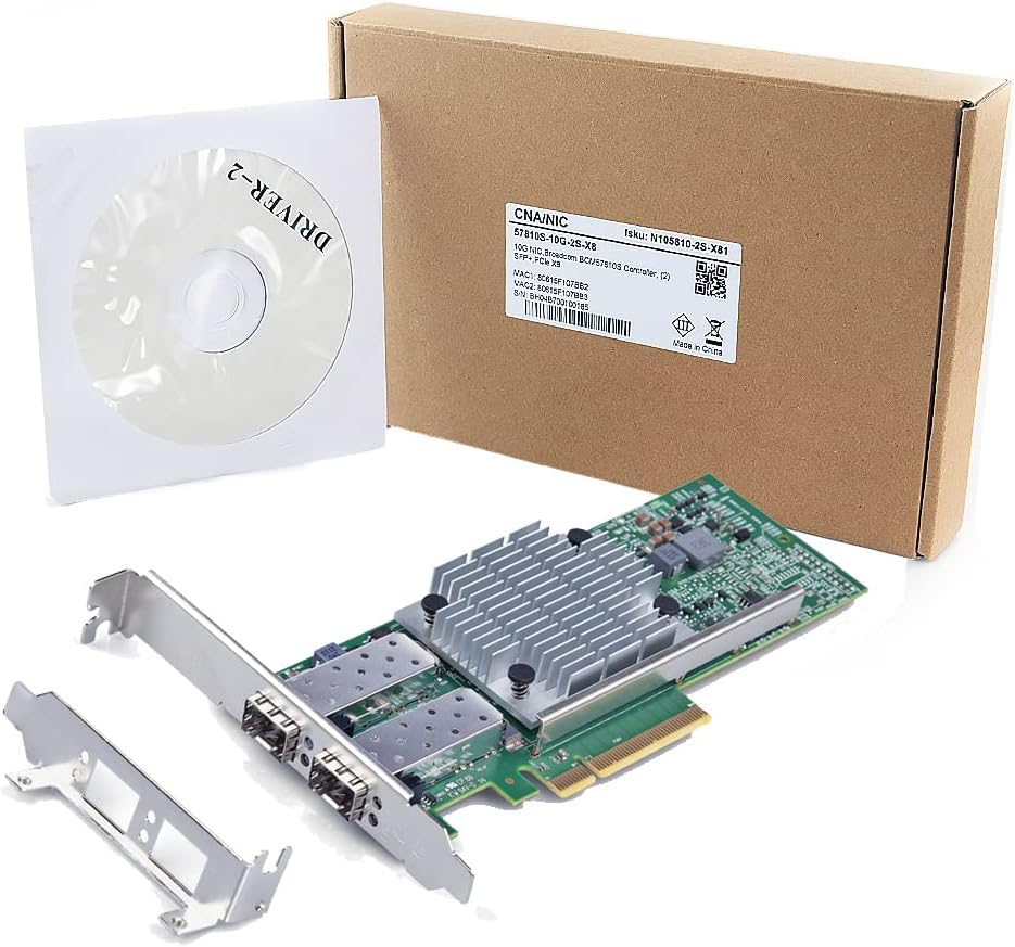 10Gb SFP+ PCI-E Network Card NIC, Dual SFP+ Port, PCI Express X8, Pack of 2 Z35844