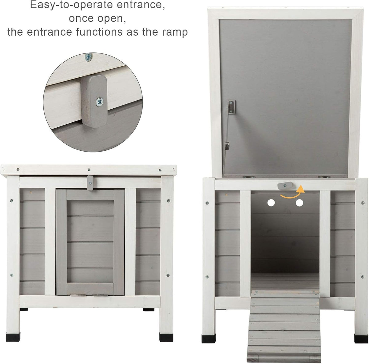White Weatherproof Wooden Bunny Hutch Pet Cage N458