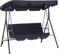Black 3-Person Porch Swing with Canopy and Stand D6078