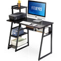 Black Computer Desk with Bookshelf R682219