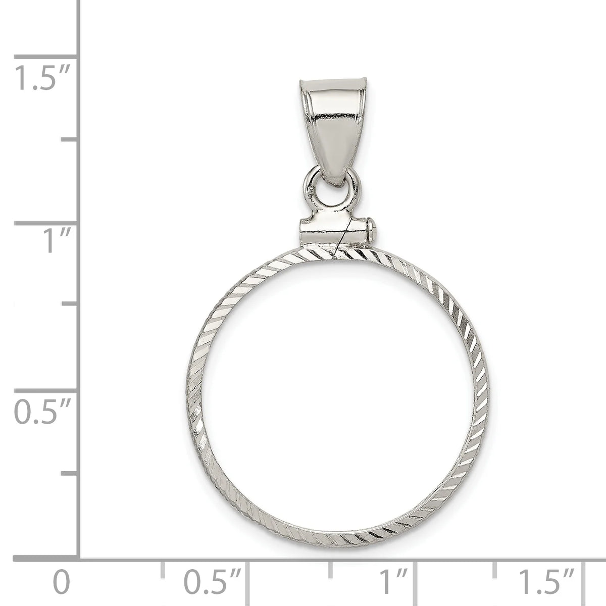 Sterling Silver Diamond Cut Coin Bezel Pendant N8403