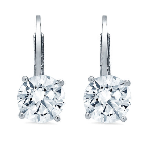 14k White Gold Simulated Diamond Drop Earrings S1410