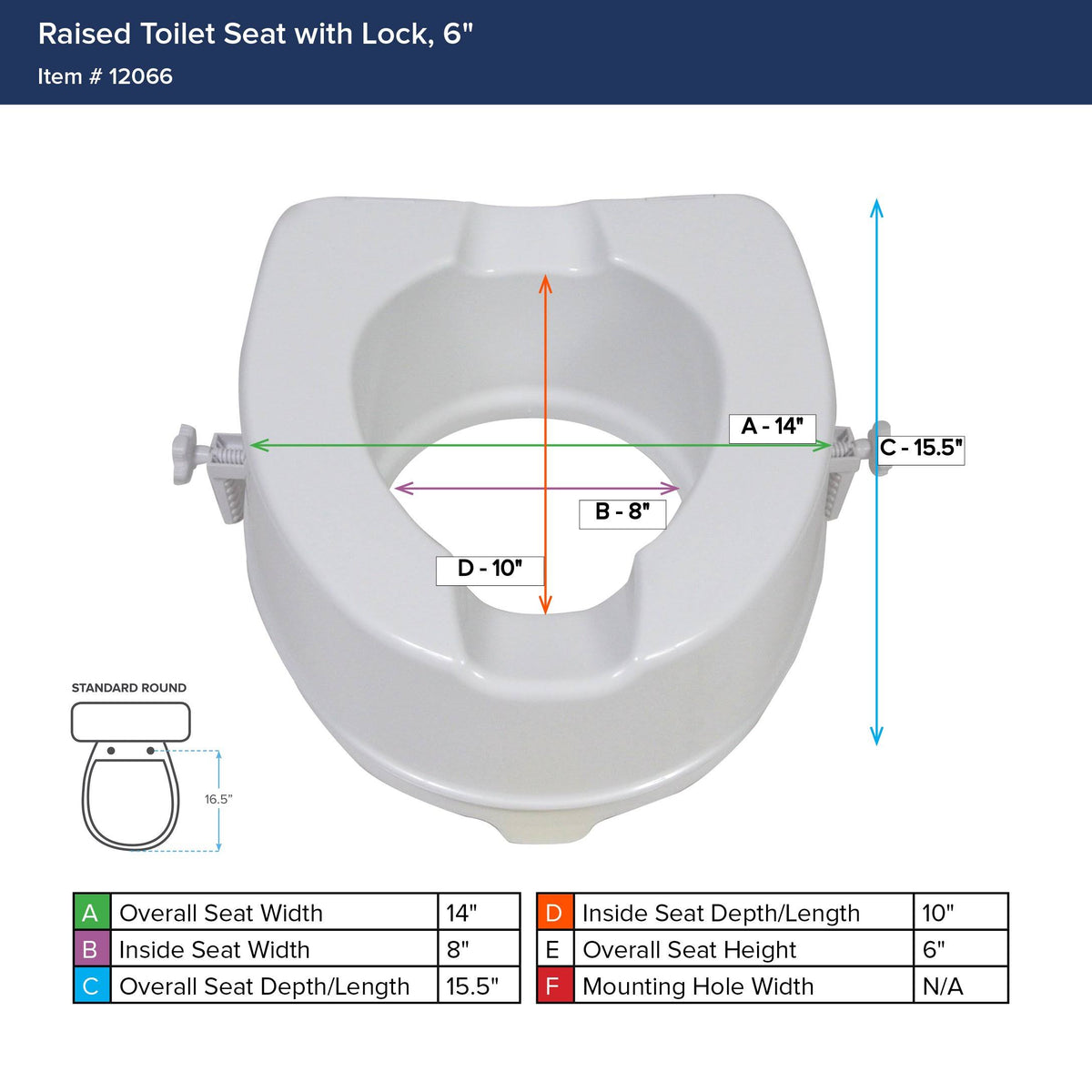 Raised Toilet Seat with Lock G7919