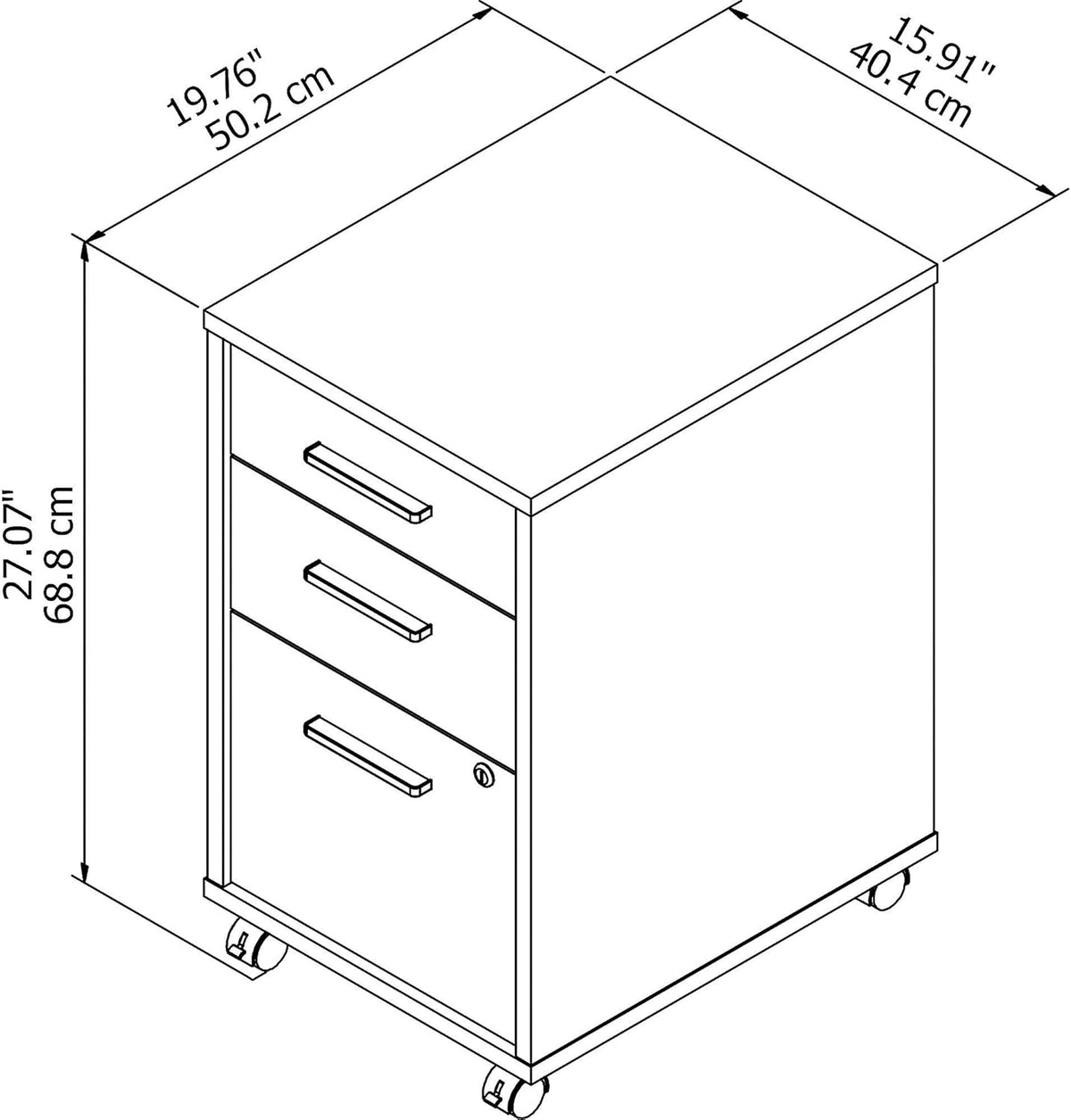 White 3 Drawer Mobile File Cabinet U56884