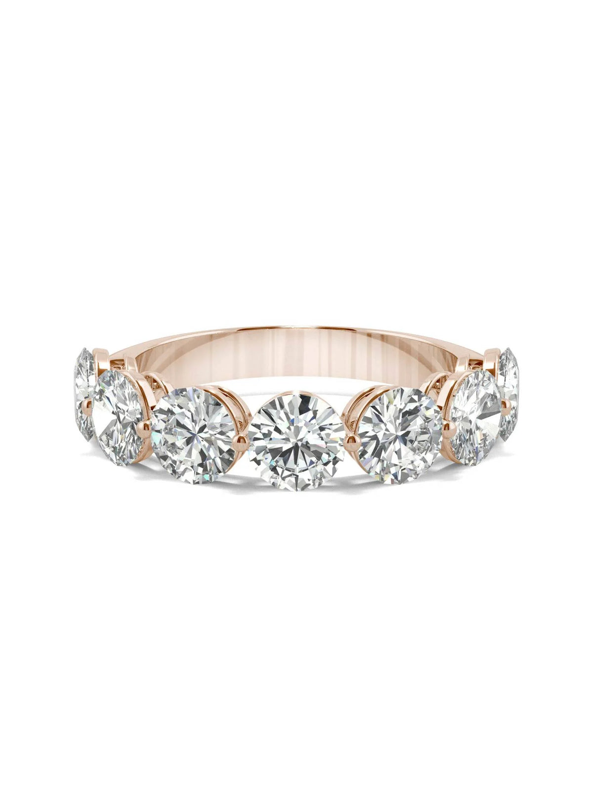 14K Rose Gold Moissanite 5mm Round Wedding Band Size 5 X4856