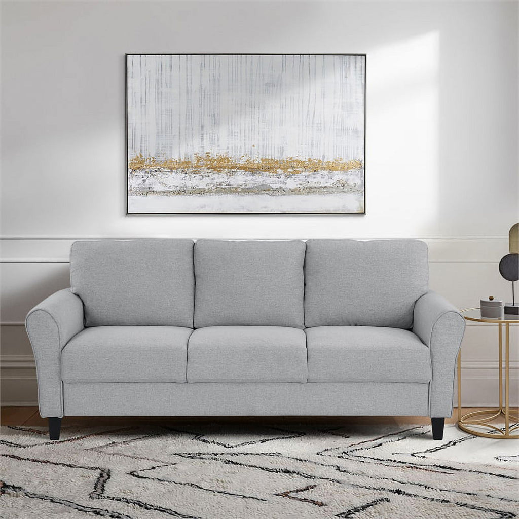 Textured Fabric 2-Piece Upholstered Sofa Set in Dark Gray I45987