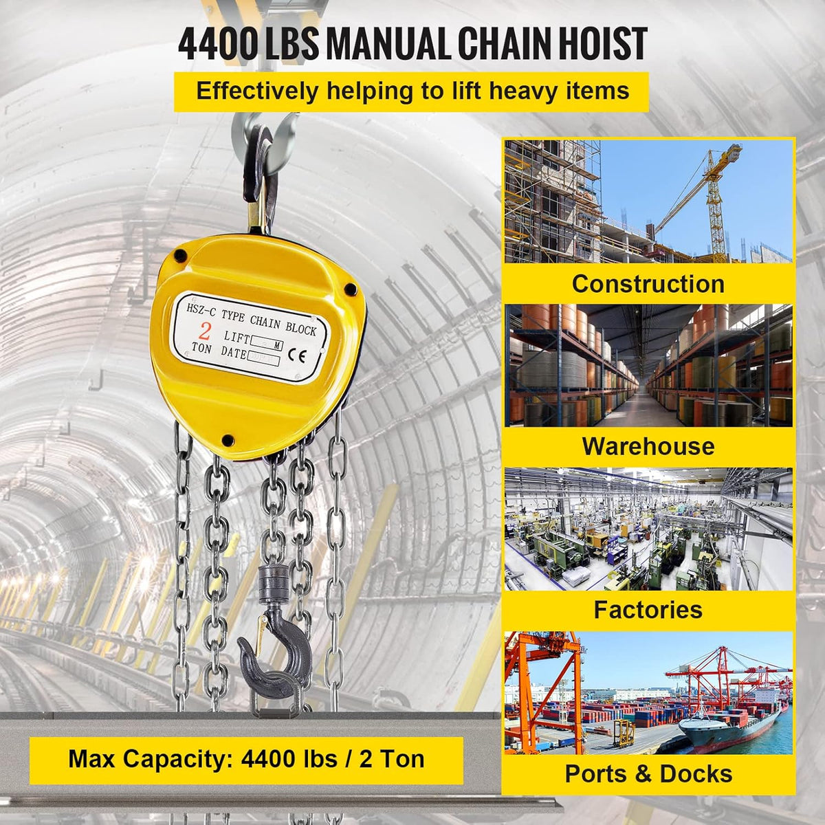 Yellow Pack of 2 Manual Chain Hoist Z7917