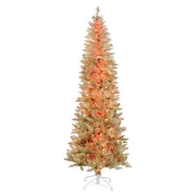 7.5 ft Champagne Pine Artificial Christmas Tree with 350 Colored & Clear Lights V499