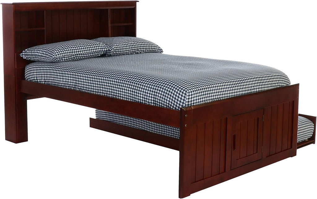 Merlot Bookcase Bed with 3 Drawers & Trundle C3705