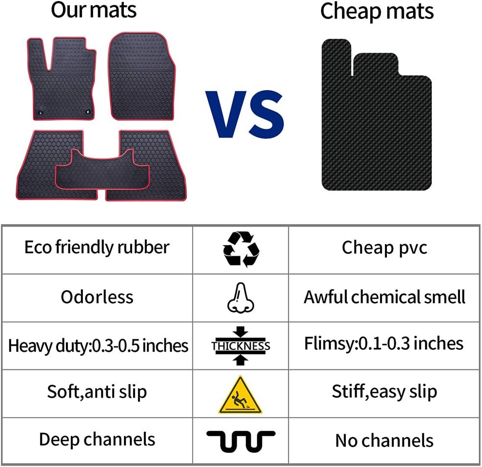 Black 3 Rows Rubber Car Floor Mats Y206625