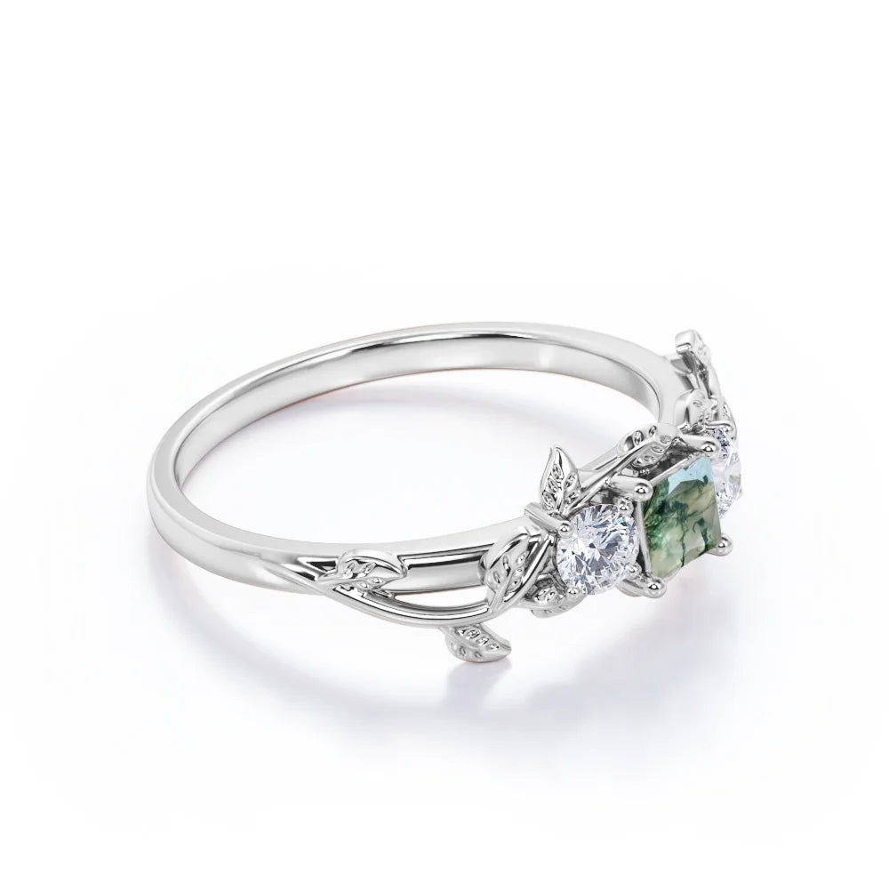 18K White Gold Plating over Silver Three Stone Engagement Ring A644376